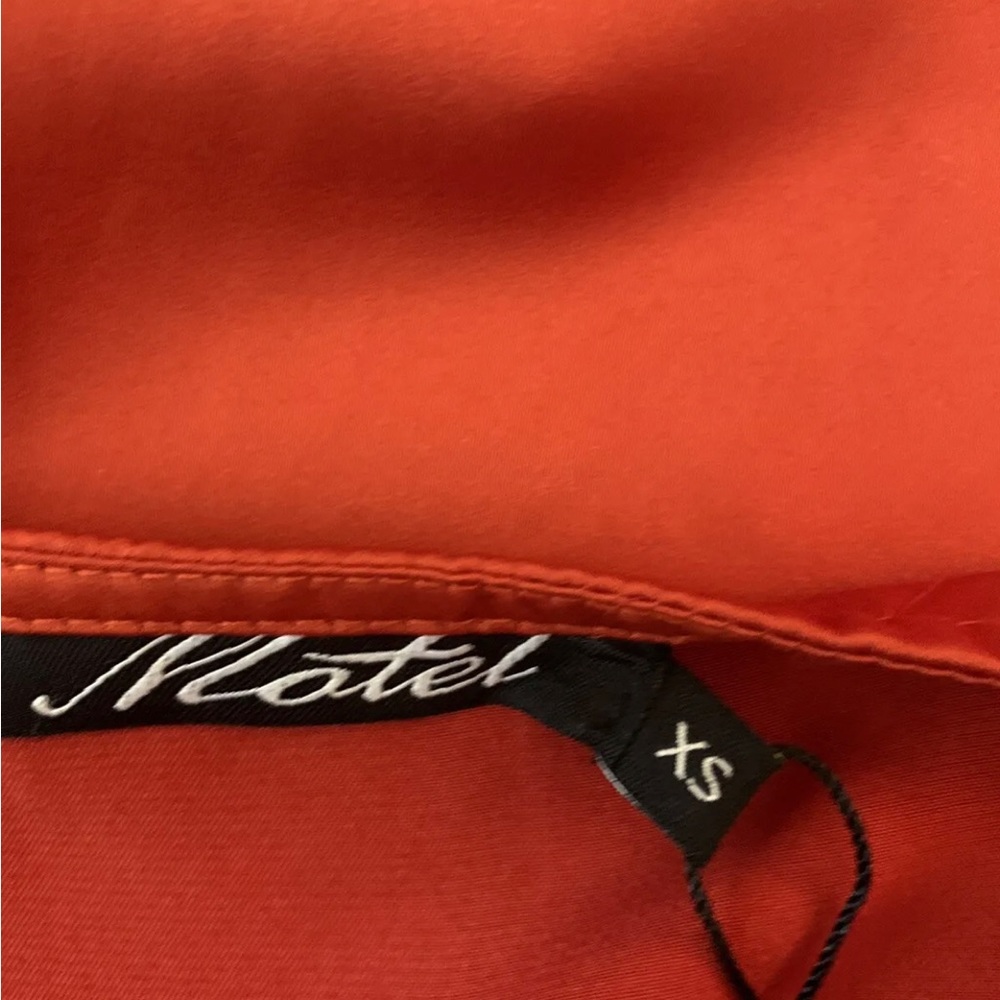 Motel Rocks Red Dress Furia Satin Rust Party Dress V-Neck Wrap Size XS UK 8 - Picture 6 of 8